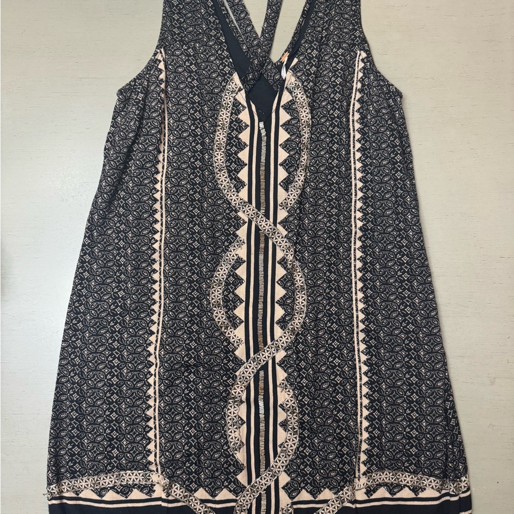 Free People Snakes And Diamonds Boho mini Dress Medium NWT!!